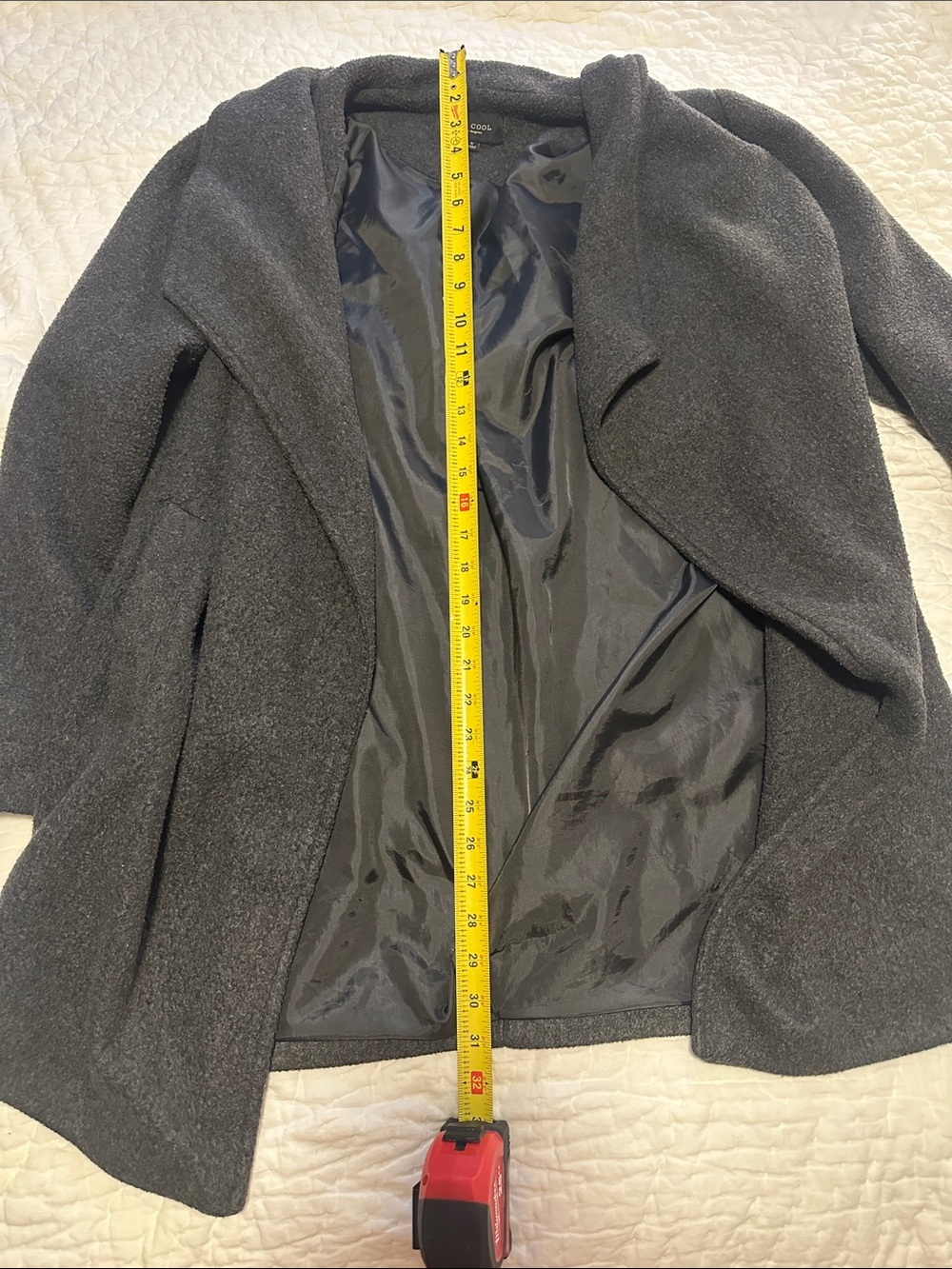 Be Cool Los Angeles Dark Gray Open Front Coat - Picture 6 of 6